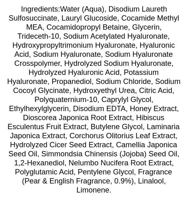 laferme-low-ph-body-wash-pear-and-freesia-ingredients